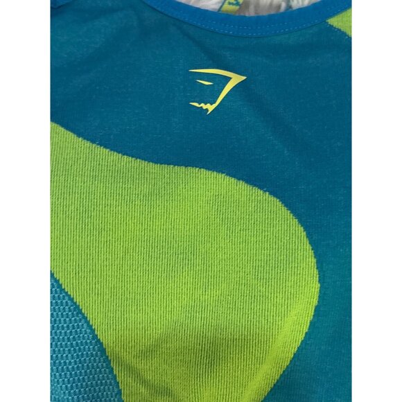 Gymshark Womens Strappy Back Sports Bra Teal & Neon Green xs Activewear - Picture 2 of 8